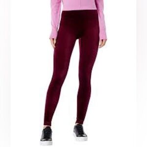 Spanx Women's Rich Burgundy High Waisted Leggings with a Lustrous Finish large
